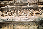 Khajuraho - Lakshmana temple the frieze of the temple base